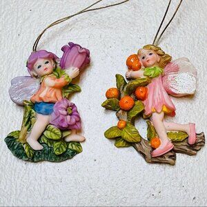 Angel Ceramic Figurine Hanging Ornament Decor Angel Standing Flowers Gift
